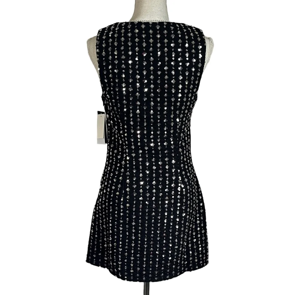 Seni & Cade Black Sequin V-Neck Mini Dress - Picture 2 of 7